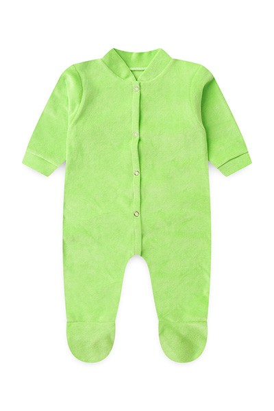 Macacão Bebê Plush Liso Manga Longa e Com Pé Verde Neon (RN/P/M/G) - Top Chot - Tamanho G - Verde