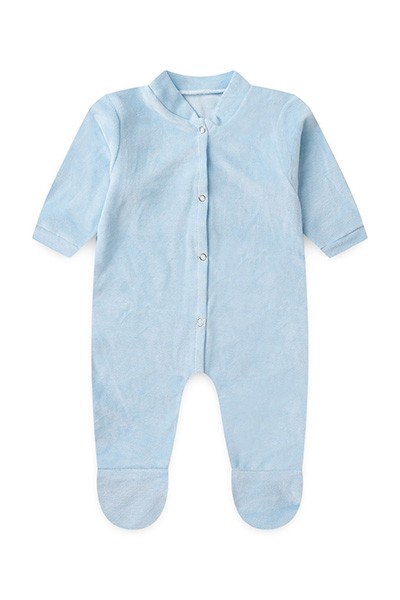 Macacão Bebê Plush Liso Manga Longa e Com Pé (RN/P/M/G) - TOP CHOT - Tamanho G - Azul