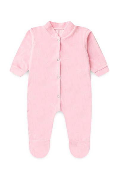 Macacão Bebê Plush Liso Manga Longa e Com Pé (RN/P/M/G) - TOP CHOT - Tamanho G - Rosa
