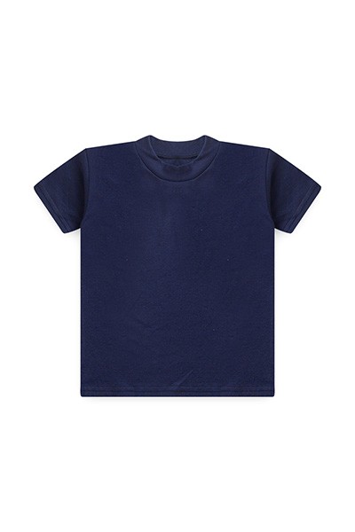Camiseta Infantil Manga Curta Canelada Lisa Azul Marinho (4/6/8) - Top Chot - Tamanho 4 - Azul Marinho