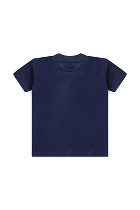 Camiseta Infantil Manga Curta Canelada Lisa Azul Marinho (4/6/8) - Top Chot
