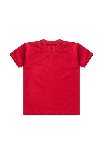 Camiseta Infantil Manga Curta Canelada Lisa Vermelho (4/6/8) - Top Chot - Tamanho 4 - Vermelho