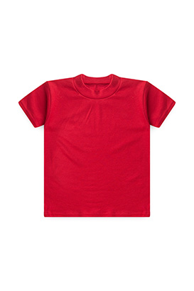 Camiseta Infantil Manga Curta Canelada Lisa Vermelho (4/6/8) - Top Chot