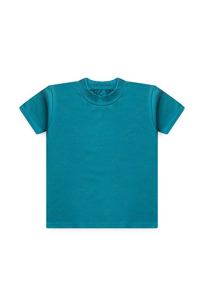Camiseta Infantil Manga Curta Canelada Lisa Azul Petróleo (4/6/8) - Top Chot - Tamanho 8 - Petróleo