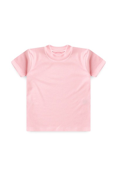 Camiseta Infantil Feminina Manga Curta Canelada Lisa Rosa (4/6/8) - Bebê Fofuxo - Tamanho 8 - Rosa