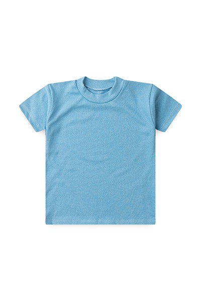 Camiseta Infantil Masculina Manga Curta Canelada Lisa Azul (4/6/8) - Bebê Fofuxo - Tamanho 6 - Azul