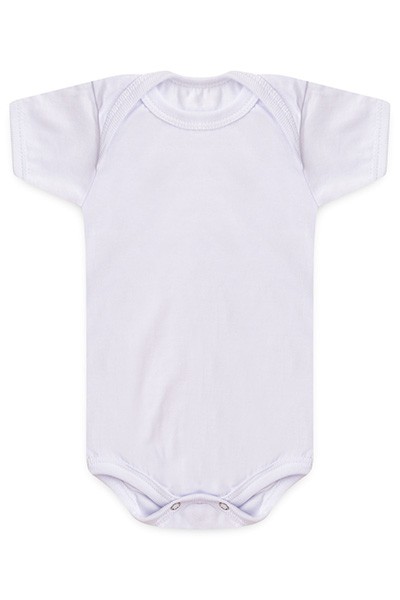 Body Bebê Meia Malha Branco Liso Manga Curta (RN/P/M/G) - Bebê Fofuxo - Tamanho M - Branco