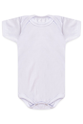 Body Bebê Meia Malha Branco Liso Manga Curta (RN/P/M/G) - Bebê Fofuxo