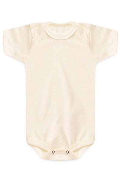 Body Bebê Meia Malha Creme Liso Manga Curta (RN/P/M/G) - Bebê Fofuxo - Tamanho RN - Creme