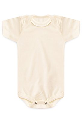 Body Bebê Meia Malha Creme Liso Manga Curta (RN/P/M/G) - Bebê Fofuxo