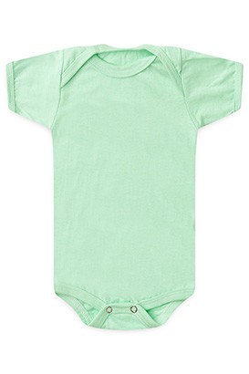 Body Bebê Meia Malha Verde Liso Manga Curta (RN/P/M/G) - Bebê Fofuxo