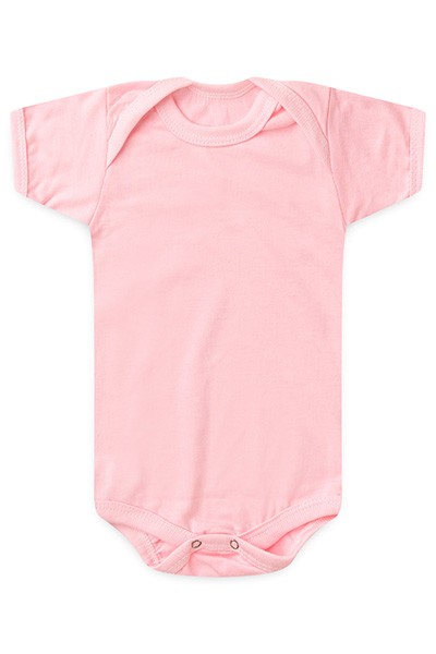 Body Bebê Feminino Meia Malha Rosa Liso Manga Curta (RN/P/M/G) - Bebê Fofuxo - Tamanho RN - Rosa