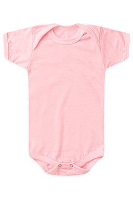 Body Bebê Feminino Meia Malha Rosa Liso Manga Curta (RN/P/M/G) - Bebê Fofuxo