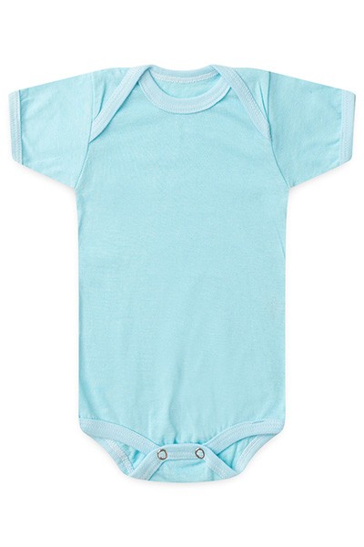Body Bebê Masculino Meia Malha Turquesa Liso Manga Curta (RN/P/M/G) - Bebê Fofuxo - Tamanho G - Turquesa