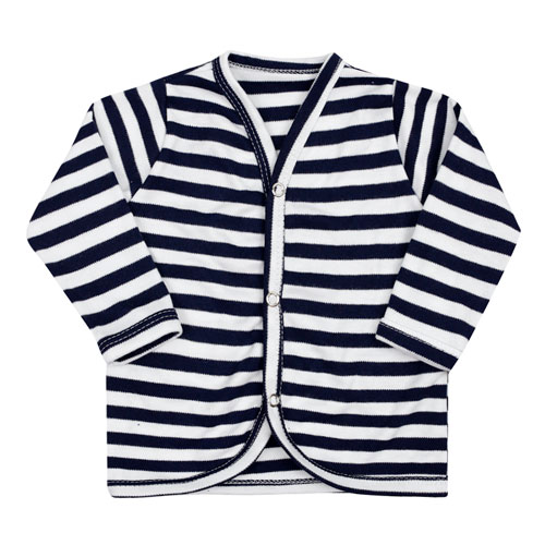 Casaquinho Bebê Masculino Suedine Listrado Azul Marinho e Branco (P/M/G) - Top Chot - Tamanho G - Azul Marinho,Branco