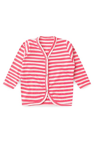 Casaquinho Bebê Feminino Suedine Listrado Rosa Chiclete (G) - Top Chot - Tamanho G - Rosa,Branco