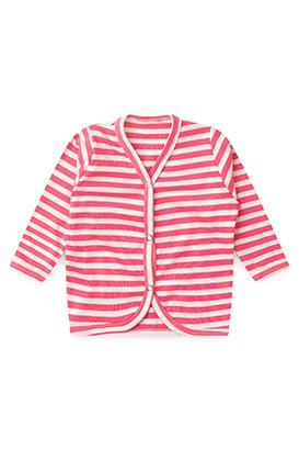 Casaquinho Bebê Feminino Suedine Listrado Rosa Chiclete (P/M/G) - Top Chot