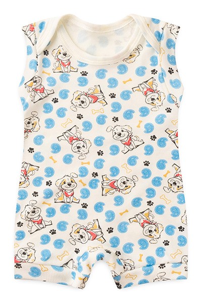Banho de Sol Bebê Regata Canelado Creme Doguinho (P/M/G) - Top Chot - Tamanho G - Creme