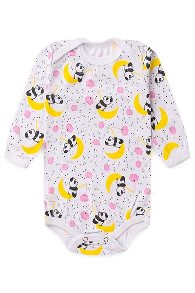 Body Bebê Feminino Manga Longa Meia Malha Branco Pandinha (RN/P/M/G) - Top Chot - Tamanho M - Branco