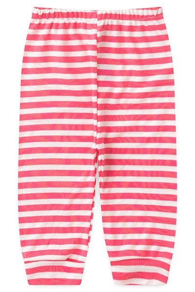 Mijão Bebê Feminino Suedine Listrado Rosa Chiclete sem Pé (RN/P/M/G) - Top Chot - Tamanho G - Rosa,Branco
