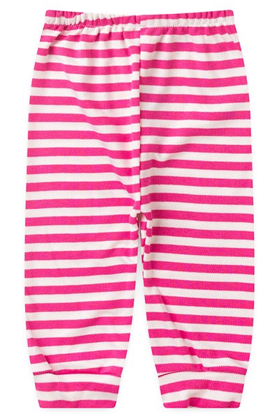 Mijão Bebê Feminino Suedine Listrado Pink sem Pé (RN/P/M/G) - Top Chot - Tamanho P - Pink,Branco