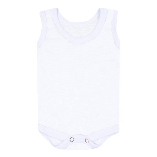 Body Bebê Regata Flame Liso Branco (P/M/G) - Top Chot - Tamanho M - Branco