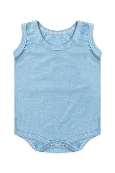 Body Bebê Masculino Regata Flame Liso Azul (P/M/G) - Top Chot - Tamanho P - Azul