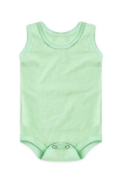 Body Bebê Regata Flame Liso Verde (P/M/G) - Top Chot - Tamanho M - Verde