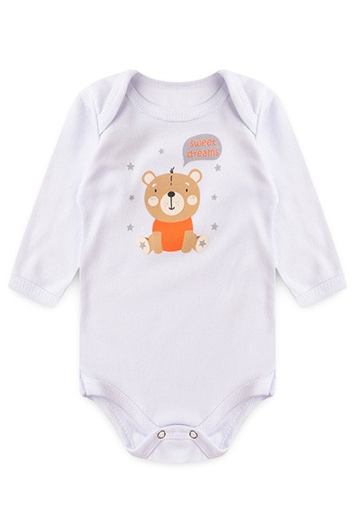 Body Bebê Manga Longa Canelado Branco Doces Sonhos (RN/P/M) - Top Chot - Tamanho P - Branco