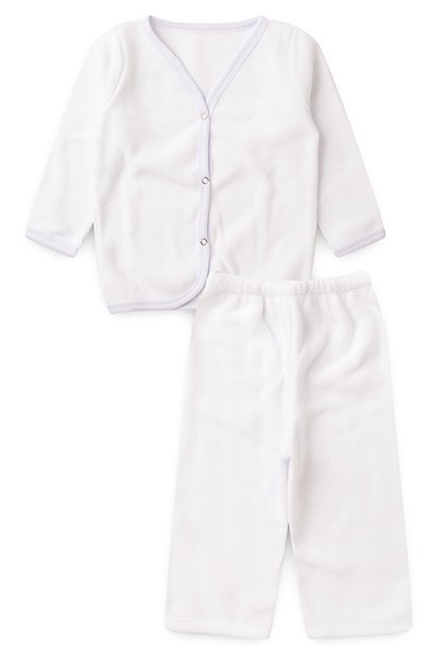 Pijama Bebê Soft Casaco e Calça Branco (1/2/3) - Top Chot - Tamanho 1 - Branco