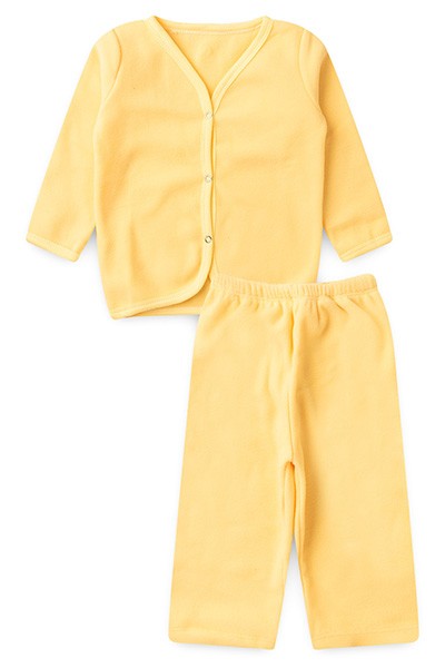 Pijama Bebê Soft Casaco e Calça Amarelo (1/2/3) - Top Chot - Tamanho 1 - Amarelo