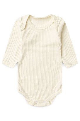 Body Bebê Canelado-Beirute Creme Manga Longa (RN/P/M/G) - Top Chot