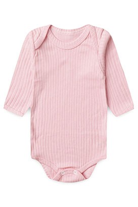 Body Bebê Canelado-Beirute Rosa Manga Longa (RN/P/M/G) - Top Chot