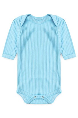 Body Beb� Canelado-Beirute Turquesa Manga Longa (RN/P/M/G) - Top Chot