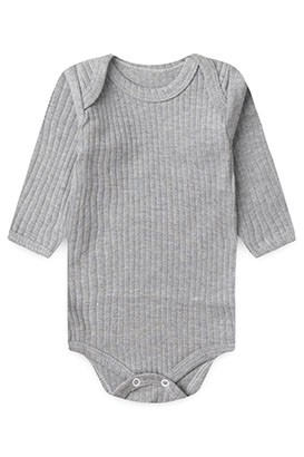 Body Bebê Canelado-Beirute Mescla Manga Longa (RN/P/M/G) - Top Chot