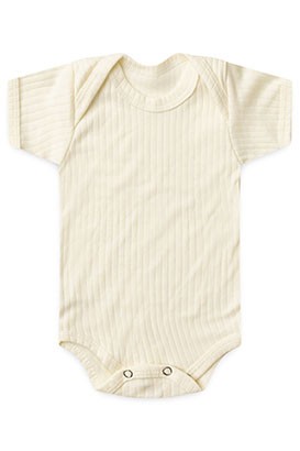 Body Bebê Canelado-Beirute Creme Manga Curta (RN/P/M/G) - Top Chot