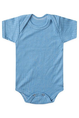Body Bebê Canelado-Beirute Azul Manga Curta (RN/P/M/G) - Top Chot
