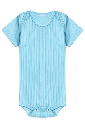 Body Beb� Canelado-Beirute Turquesa Manga Curta (RN/P/M/G) - Top Chot