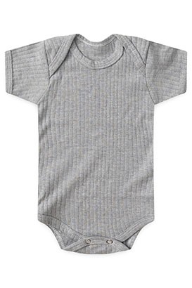 Body Bebê Canelado-Beirute Mescla Manga Curta (RN/P/M/G) - Top Chot
