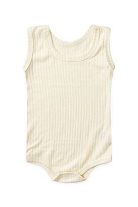 Body Bebê Canelado-Beirute Creme Liso Regata (P/M/G) - Top Chot