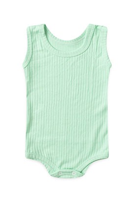 Body Beb� Canelado-Beirute Verde Liso Regata (P/M/G) - Top Chot