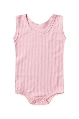 Body Beb� Canelado-Beirute Rosa Liso Regata (P/M/G) - Top Chot