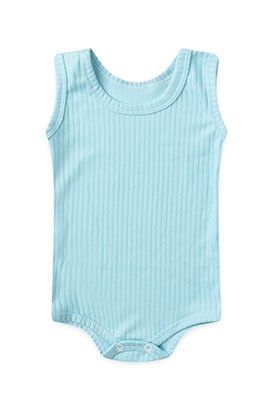 Body Beb� Canelado-Beirute Turquesa Liso Regata (P/M/G) - Top Chot