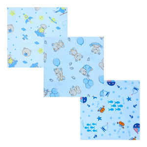 Kit Cueiro Bebê Masculino Azul Ursinhos e Barquinhos (3 unidades) - Bercinho - Tamanho único - Azul