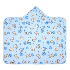 Toalha Bebê Masculino com Capuz Azul Urso Balões - Bercinho - Tamanho único - Azul
