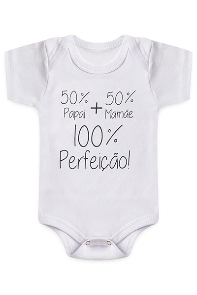 Body Bebê Manga Curta Suedine Branco 100% Perfeição (RN/P/M/G) - Bebê Fofuxo - Tamanho G - Branco