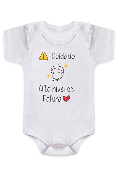 Body Bebê Manga Curta Suedine Branco Fofura (RN/P/M/G) - Bebê Fofuxo - Tamanho P - Branco