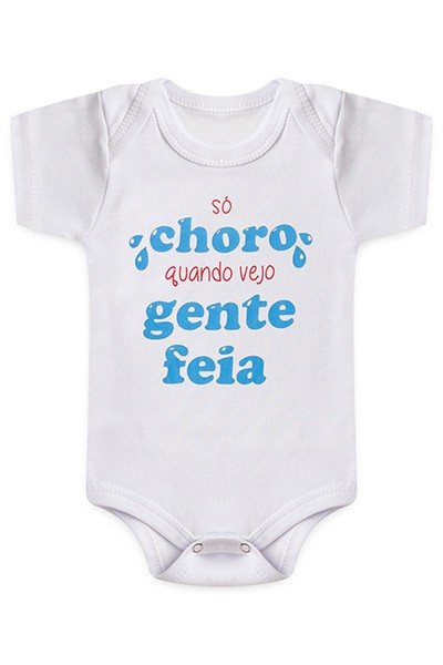 Body Bebê Manga Curta Suedine Branco Só Choro (RN/P/M/G) - Bebê Fofuxo - Tamanho M - Branco