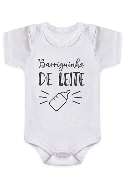 Body Bebê Manga Curta Suedine Branco Barriguinha de Leite (RN/P/M/G) - Bebê Fofuxo - Tamanho RN - Branco