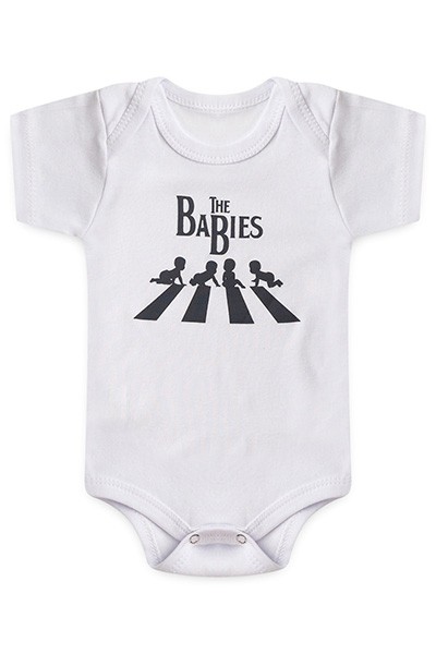 Body Bebê Manga Curta Suedine Branco The Babies (RN/P/M/G) - Bebê Fofuxo - Tamanho G - Branco